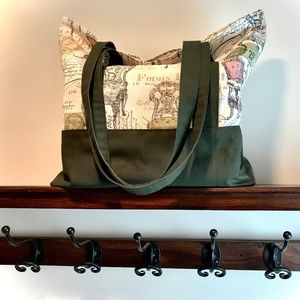 Strong Canvas Tote Bag with French Victorian Chair Pattern, Gift for Chef